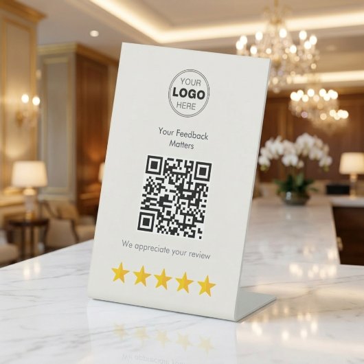 Modern Minimalist QR Code Customer Feedback 台座サイン