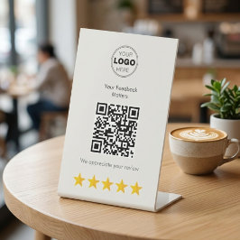 Modern Minimalist QR Code Customer Feedback 台座サイン