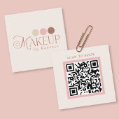 Modern Minimalist QR Code Makeup Artist スクエア名刺