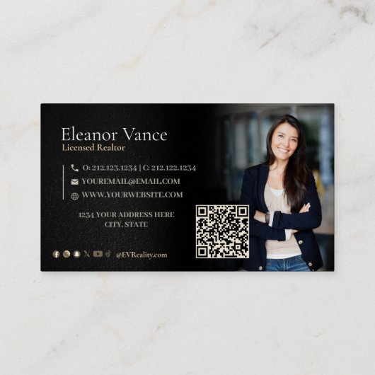 Modern Minimalist Qr Code Social Media Relator 名刺 (裏面)