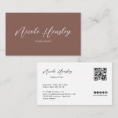 Modern Minimalist QR Code Terracotta 名刺 (正面/裏面)