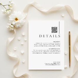 Modern Minimalist QR Code Wedding Details エンクロージャーカード