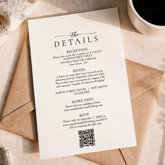 Modern Minimalist Qr Code Wedding Details エンクロージャーカード