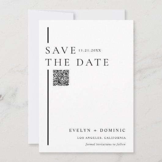 Modern Minimalist QR Code Wedding Website セーブザデート (正面)