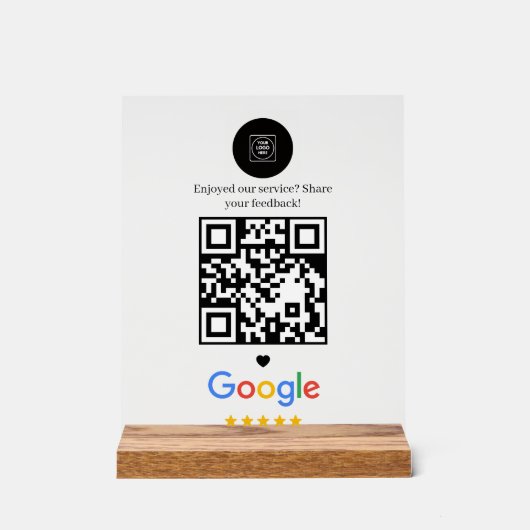 Modern Minimalist QR Review Display feedback アクリルサイン (正面)