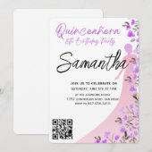 Modern Minimalist Quinceañera 15th Birthday 招待状 (正面/裏面)