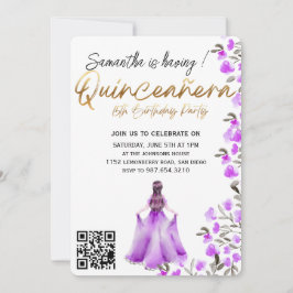 Modern Minimalist Quinceañera 15th Birthday 招待状