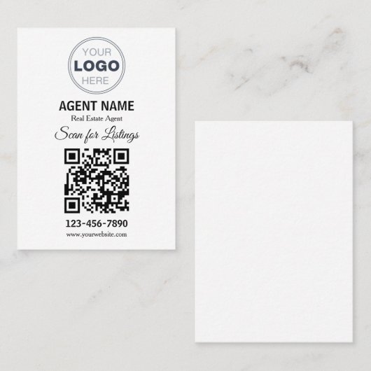 Modern Minimalist Real Estate Listing Scan 名刺 (正面/裏面)