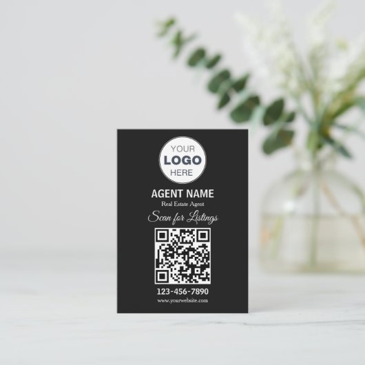 Modern Minimalist Real Estate Listing Scan 名刺 (スタンド正面)