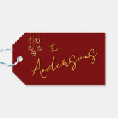 Modern Minimalist Red and Gold Christmas Holiday  ギフトタグ (裏面横)