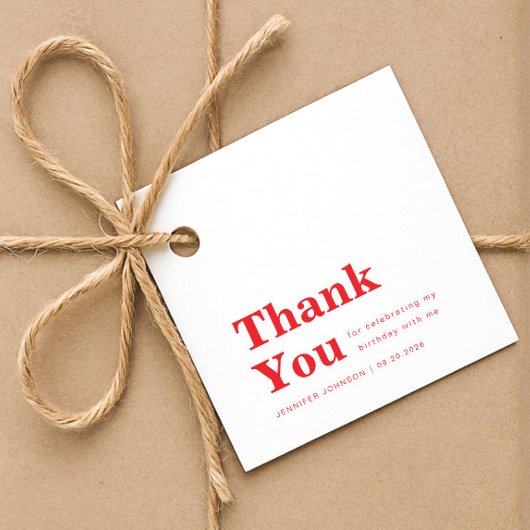 Modern Minimalist Red Birthday  フェイバータグ