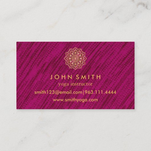 Modern Minimalist Red Gold Lotus Yoga Instructor B 名刺 (裏面)