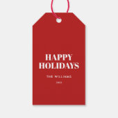 Modern Minimalist Red Happy Holidays ギフトタグ (裏面)
