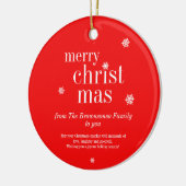 Modern Minimalist Red Merry Christmas セラミックオーナメント (左)