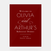Modern Minimalist Red Rehearsal Dinner Welcome アクリルサイン (正面)