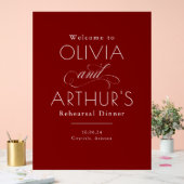 Modern Minimalist Red Rehearsal Dinner Welcome アクリルサイン (ウェディング)