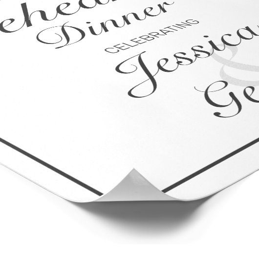 Modern Minimalist Rehearsal Dinner Welcome Sign ポスター (角)