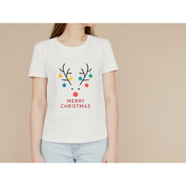 Modern Minimalist Reindeer Christmas Lights Design Tシャツ
