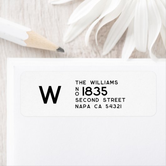 Modern Minimalist Return Address Monogram  ラベル (インサイチュ)