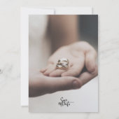 Modern Minimalist Romantic Script Photo Wedding  招待状 (裏面)
