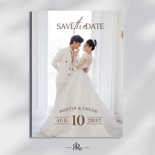 Modern Minimalist Romantic Script Photo Wedding  招待状