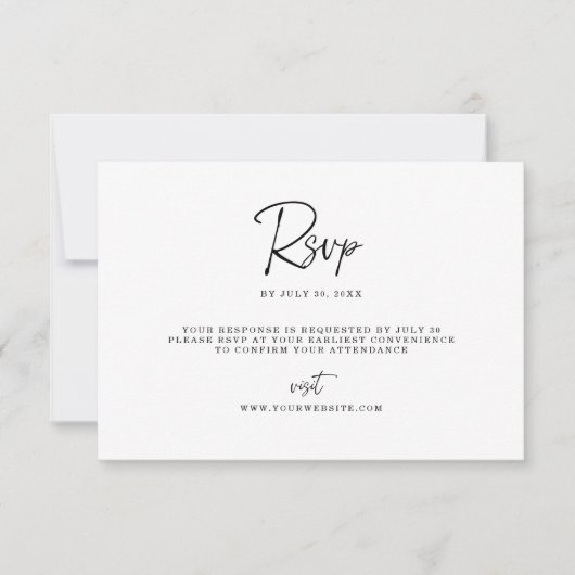 Modern Minimalist RSVP Card with Fine Line Script  セーブザデート (正面)