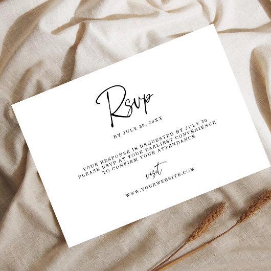 Modern Minimalist RSVP Card with Fine Line Script  セーブザデート