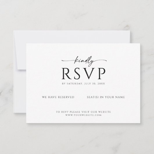 Modern Minimalist RSVP Card with Kindly Script セーブザデート (正面)