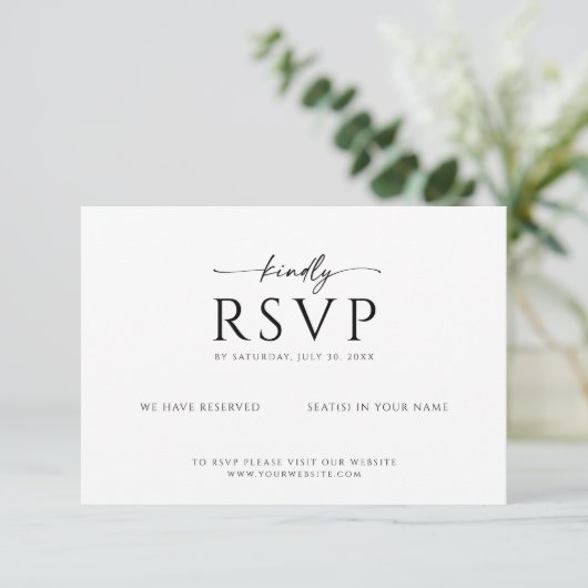 Modern Minimalist RSVP Card with Kindly Script セーブザデート (スタンド正面)