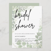 Modern Minimalist Sage Bridal Shower Invitation 招待状 (正面/裏面)