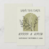 modern minimalist sage green arch セーブザデート (正面/裏面)