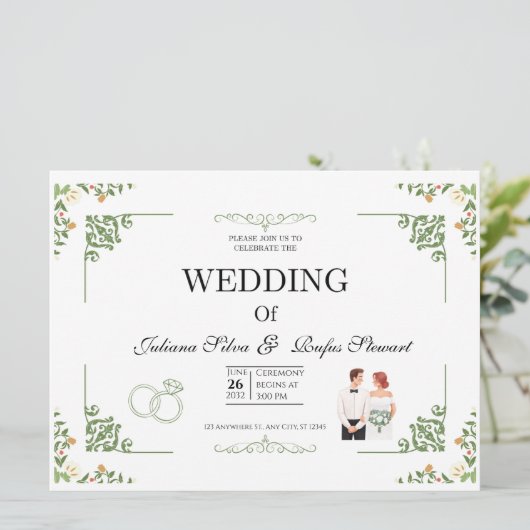 Modern Minimalist Sage Green Arched  Wedding Card カード (スタンド正面)