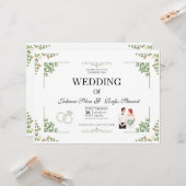Modern Minimalist Sage Green Arched  Wedding Card カード (正面/裏面インサイチュ)