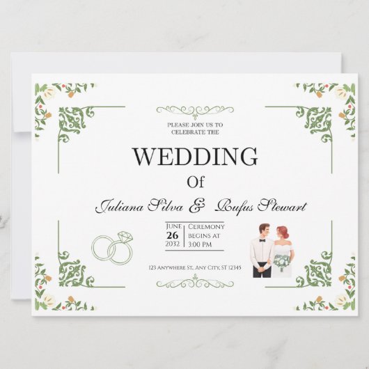 Modern Minimalist Sage Green Arched  Wedding Card カード (正面)