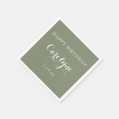 Modern Minimalist Sage Green Birthday  スタンダードカクテルナプキン (角)