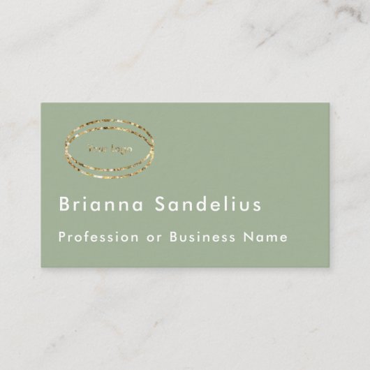 Modern Minimalist Sage Green Logo Professional 名刺 (正面)