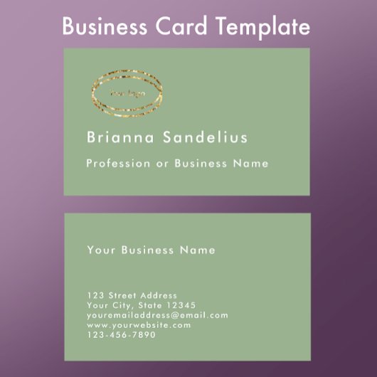 Modern Minimalist Sage Green Logo Professional 名刺