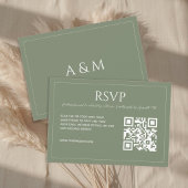 Modern minimalist sage green QR code wedding  出欠カード