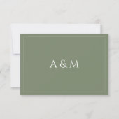 Modern minimalist sage green QR code wedding 出欠カード (裏面)