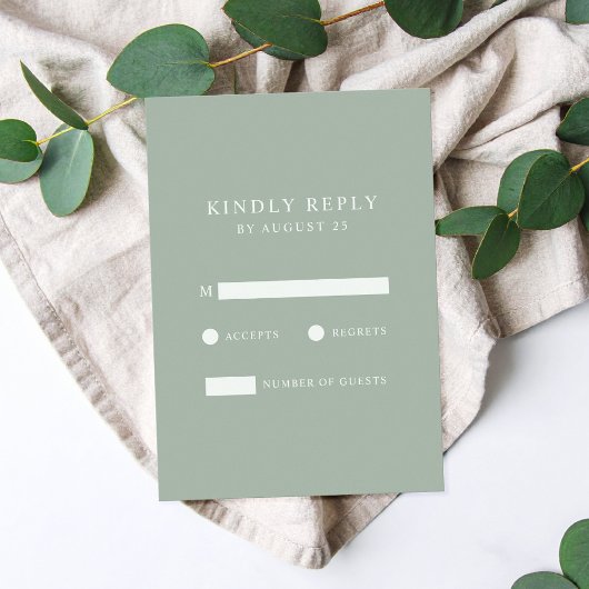 Modern Minimalist Sage Green Wedding  出欠カード