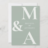 Modern Minimalist Sage Green Wedding 招待状 (正面)