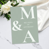 Modern Minimalist Sage Green Wedding 招待状