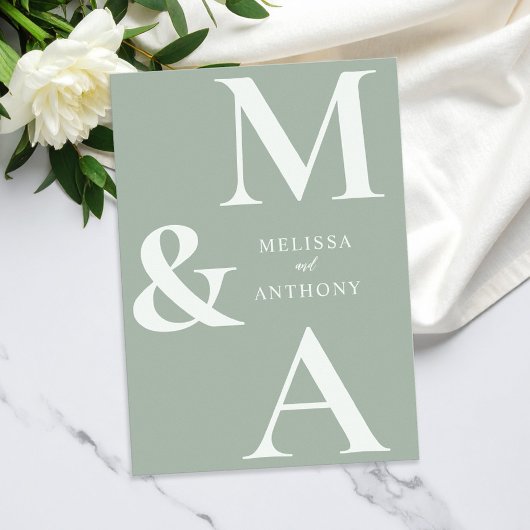 Modern Minimalist Sage Green Wedding 招待状
