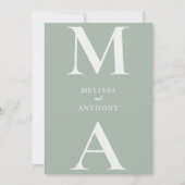 Modern Minimalist Sage Green Wedding 招待状 (正面)