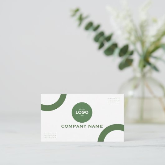 Modern Minimalist Sage Green & White Business Card 名刺 (スタンド正面)