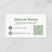 Modern Minimalist Sage Green & White Business Card 名刺 (裏面)