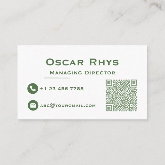 Modern Minimalist Sage Green & White Business Card 名刺 (裏面)