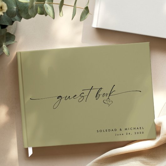 Modern Minimalist Sage Script Wedding  ゲストブック