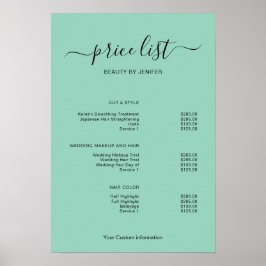 Modern Minimalist Salon Price List Sign for Beauty ポスター