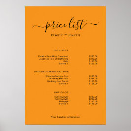 Modern Minimalist Salon Price List Sign for Beauty ポスター